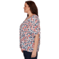 Plus Size Emaline Sapphire Serenade II Elbow Sleeve Floral Blouse - image 4