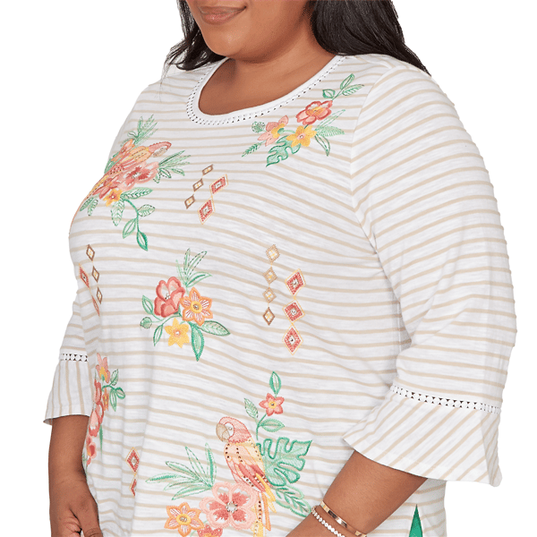 Plus Size Alfred Dunner Resort Living Tropical Stripe Blouse