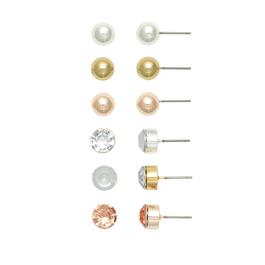 Ashley Silver Gold Rose Gold Opal Crystal & Blush Stud Earrings