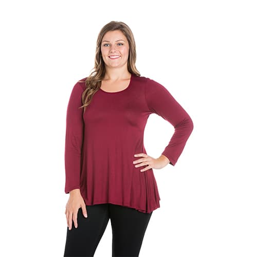 Plus Size 24/7 Comfort Apparel Poised Long Sleeve Swing Tunic Top - image 