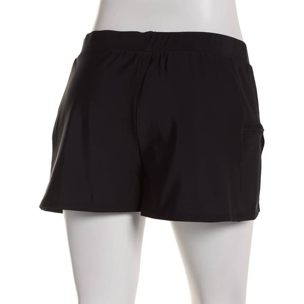 Womens American Beach Solid Double Zip Pocket Swim Shorts