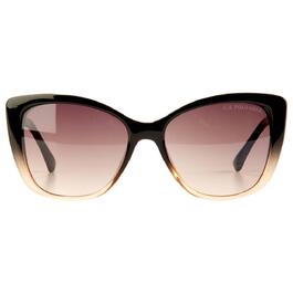 Womens USPA Plastic Cat Eye Vented Metal Temples Sunglasses-Fade