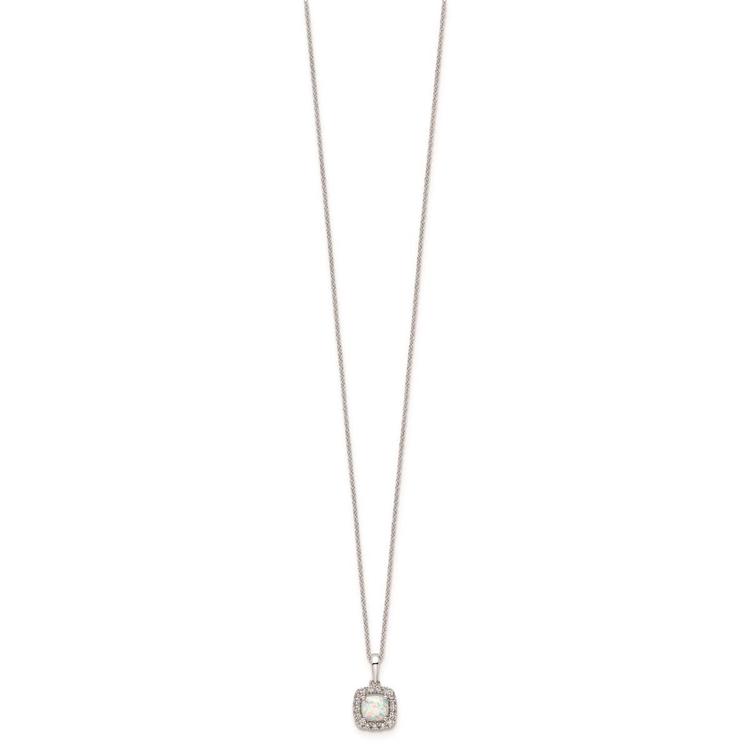Pure Fire 14kt. White Gold Lab Grown Diamond & Opal Halo Pendant
