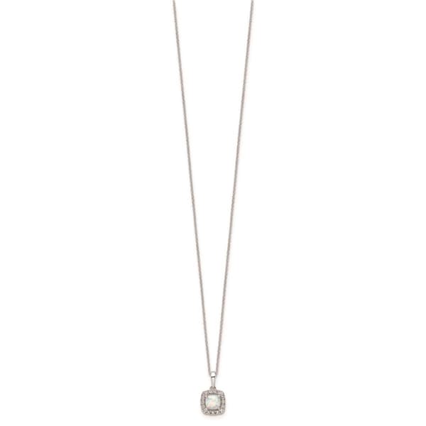 Pure Fire 14kt. White Gold Lab Grown Diamond & Opal Halo Pendant