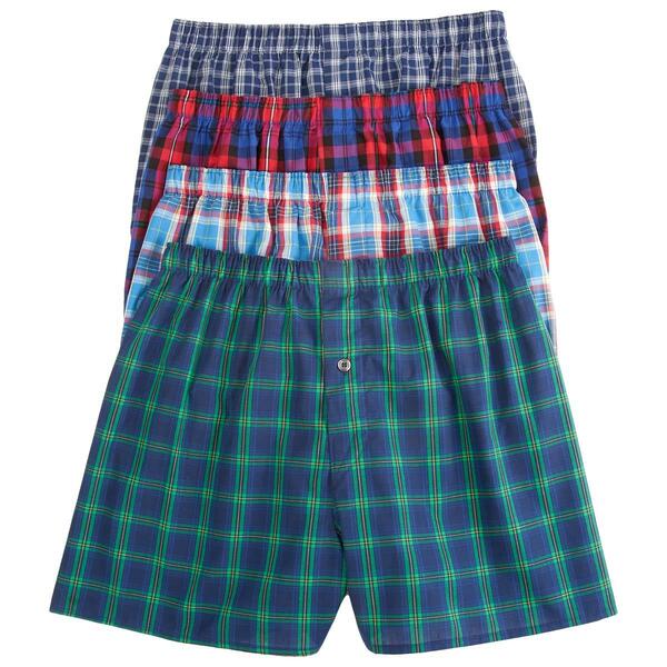 Mens Fruit Of The Loom 4pk. Assorted Plaid Woven Boxers - image 
