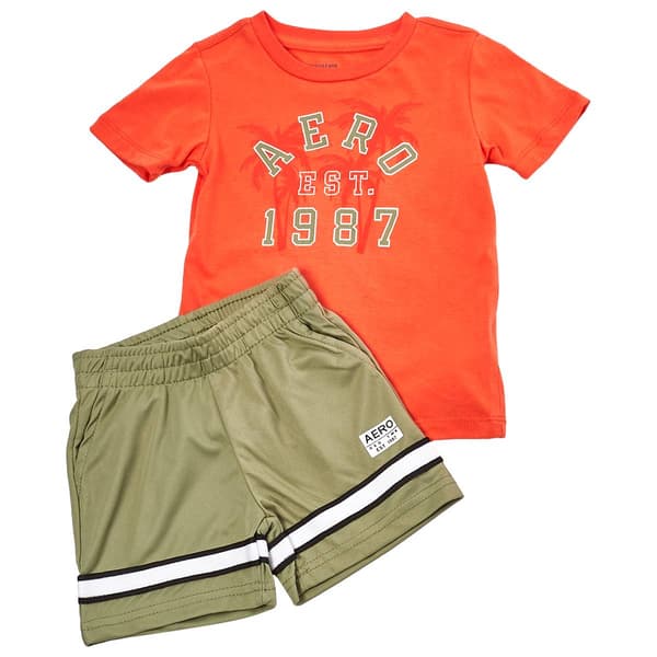 Toddler Boy Aeropostale Tee And Shorts Set - Ember/Oil Green - image 