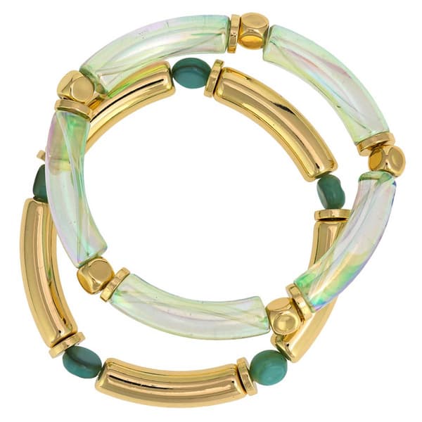 Ashley Cooper(tm) Aqua Multi 2 Row Stretch Bangle  Bracelet - image 