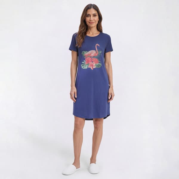 Womens Jaclyn Short Sleeve Flamingo Nightshirt - image 