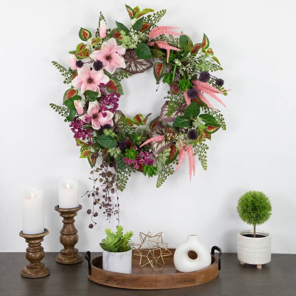 Northlight Seasonal Artificial Succulent & Fern Spring Wreath