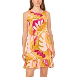 Womens MSK Sleeveless Print Challis Ruffle Hem Dress