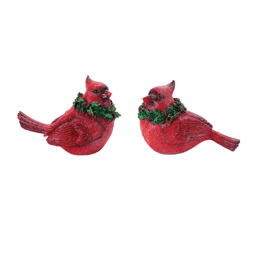 Melrose Cardinal Bird with Wreath Figurine - Set of 2