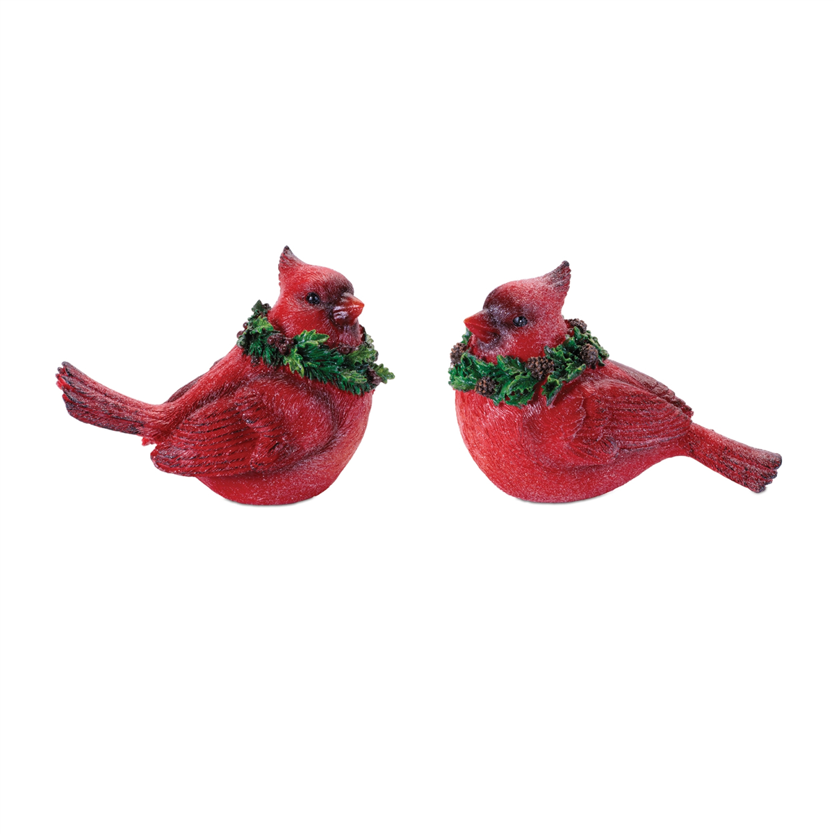 Melrose Cardinal Bird with Wreath Figurine - Set of 2