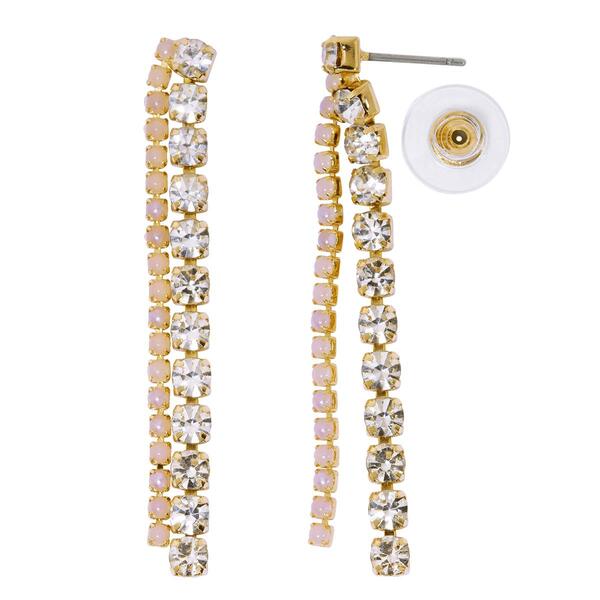 Design Collection Crystal & Milky Pink Rhinestone Drop Earrings - image 
