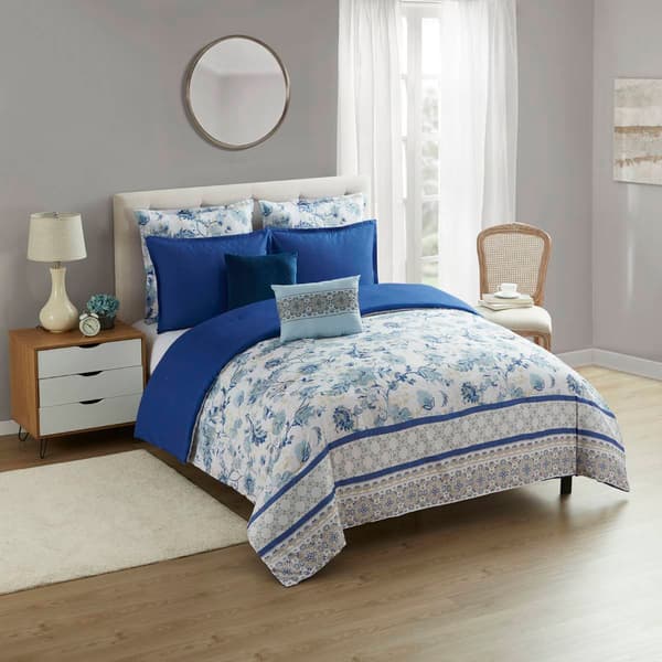 Sweet Home Collection Margolis 7pc. Floral Bed In A Bag Comforter - image 