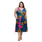 Plus Size 24/7 Comfort Apparel Blue Floral Pleated Pocket Dress - image 2