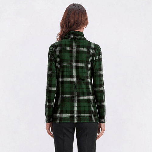 Womens Inner Circle Holiday Plaid Turtleneck Tee