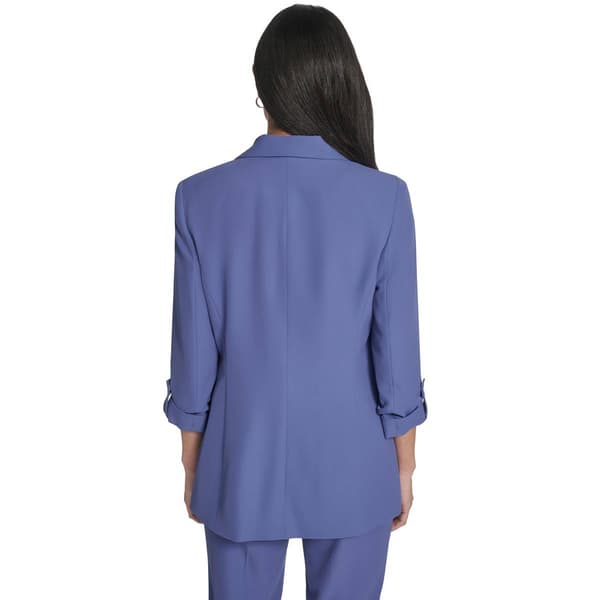 Plus Size Calvin Klein Solid Roll Tab Sleeve Open Front Blazer
