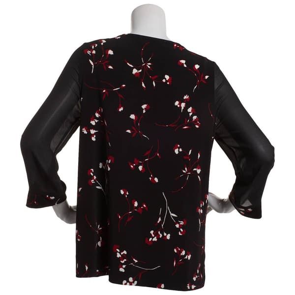 Plus Size Kasper Long Sleeve Banded Cuff Floral Blouse