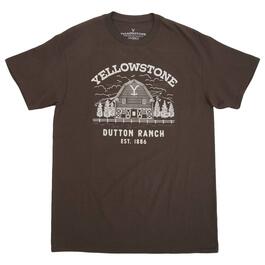 Young Mens Short Sleeve Yellowstone Dutton Barn Graphic T-Shirt