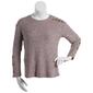 Womens Tru Self Long Sleeve Solid Brushed Rib Button Hacci Top - image 1