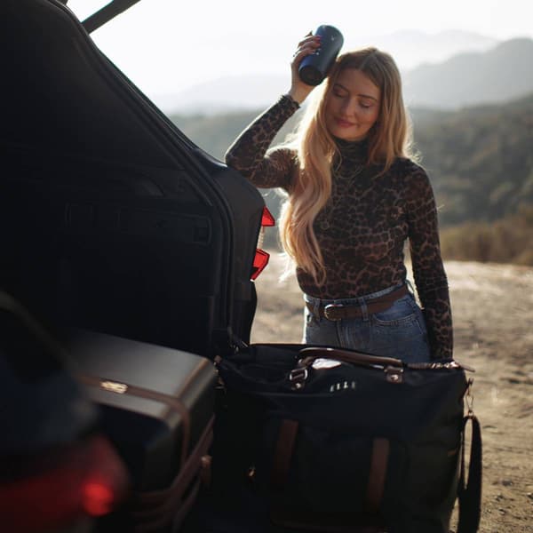 ELLE Luxe Journey Twill and Vegan Leather Weekender Duffel Bag