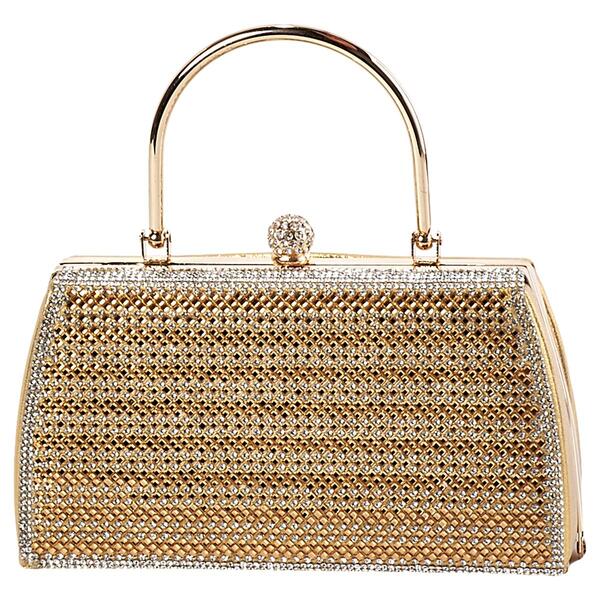 D''Margeaux Kisslock Rhinestone Evening Clutch with Top Handle - image 