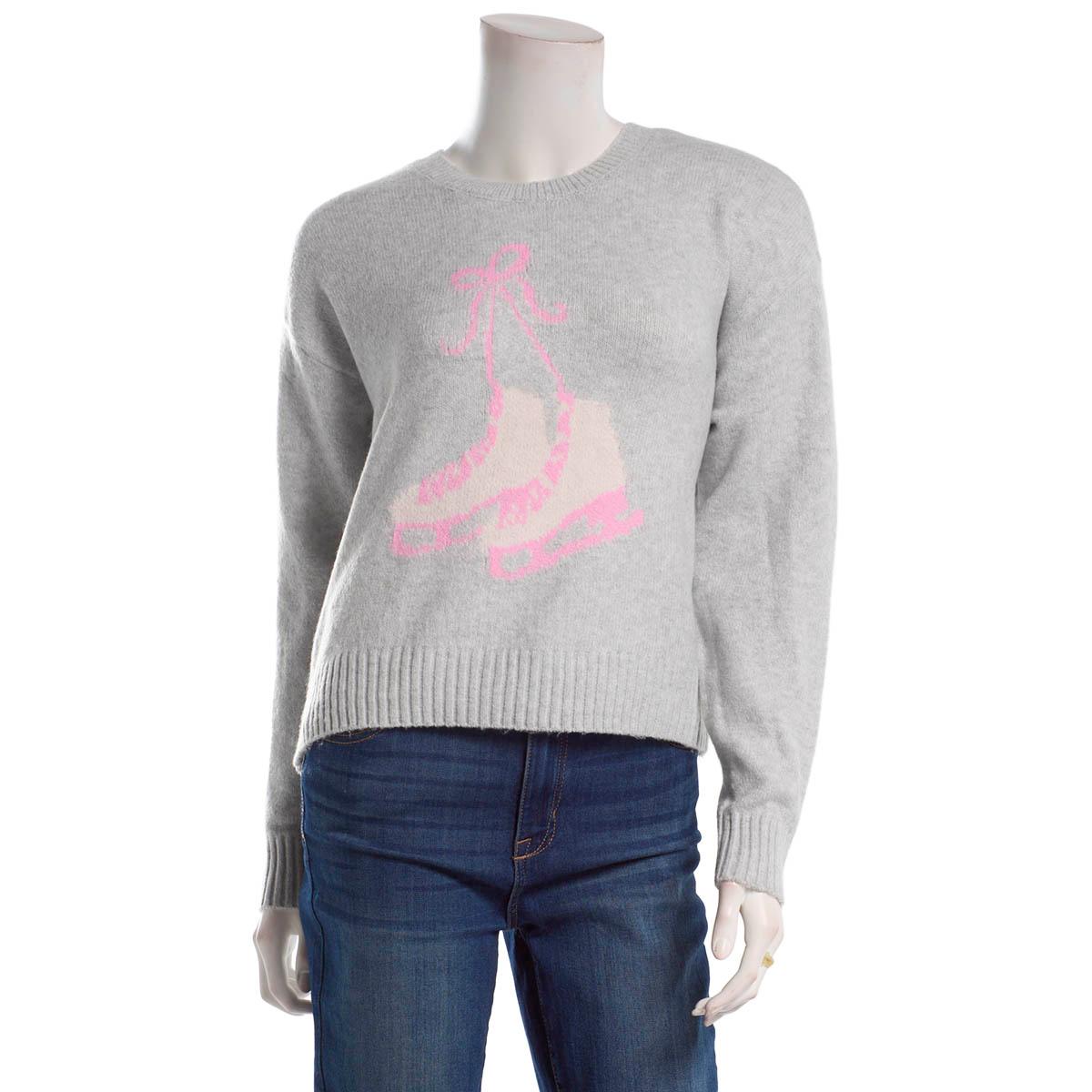 Juniors No Comment Mossy Ice Skates Sweater With Scrunchie