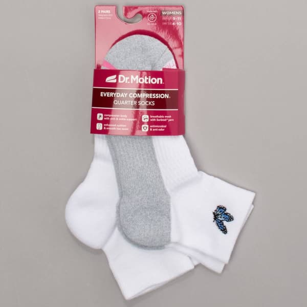 Womens Dr. Motion® 2pk. Butterfly Quarter Socks - image 