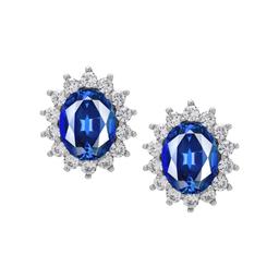 Gianni Argento Lab Grown Sapphire Oval Stud Earrings
