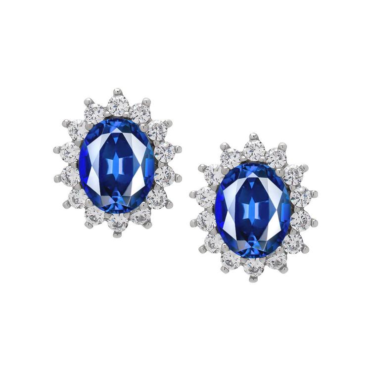 Gianni Argento Lab Grown Sapphire Oval Stud Earrings