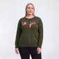 Plus Size Rio & Rian Long Sleeve Holly Jolly Sweater - image 1