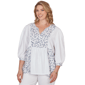 Plus Size Ruby Rd. French Riviera 3/4 Sleeve Mixed Floral Blouse - image 3