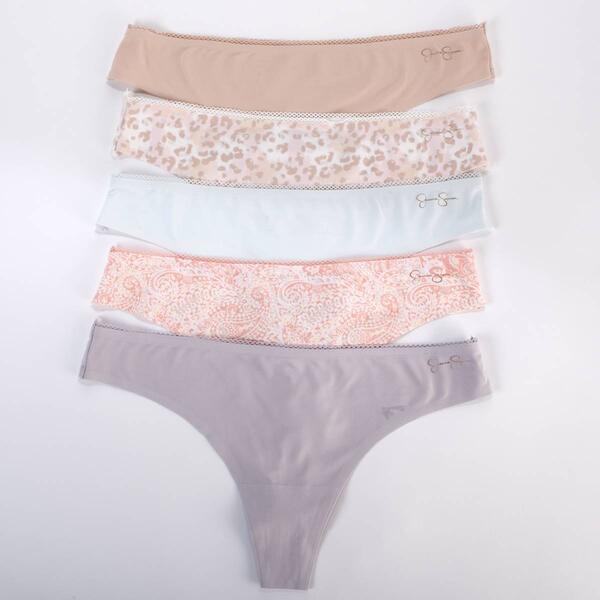 Womens Jessica Simpson 5pk. Micro Bonded Thong Panties JS09790B - image 