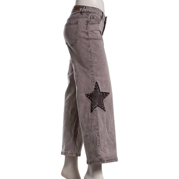 Juniors No Comment Star Studded Mid Rise Wide Leg Jeans