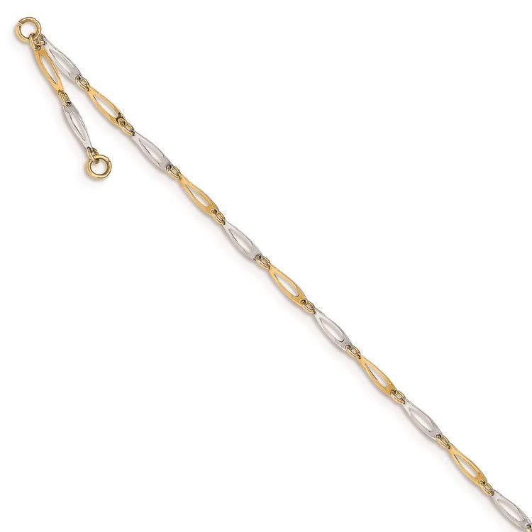 Gold Classics(tm) 14kt. Gold Two-Tone Polished Link 9.5in. Anklet