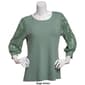 Womens Absolutely Famous 3/4 Puff Sleeve Mixed Media Blouse - image 3