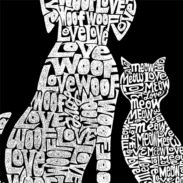 Plus Size LA Pop Art Dogs And Cats Word Art Crew Neck Sweatshirt