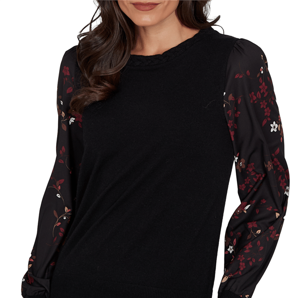 Petite Emaline Country Code Long Floral Sleeve Sweater