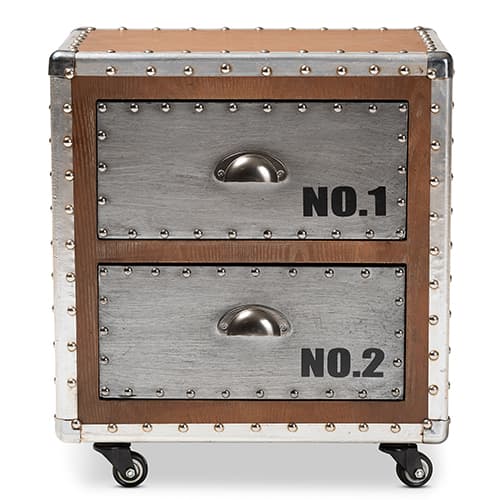 Baxton Studio Avere 2 Drawer Rolling Nightstand