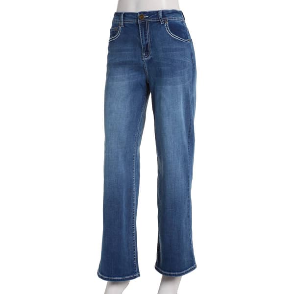 Juniors Gogo Jeans High Rise Straight Leg Rhinestone Pocket Jeans