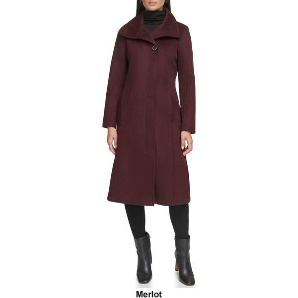 Womens Kenneth Cole Wool Walker Coat w/Stand Collar