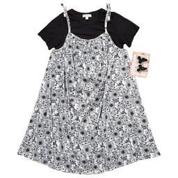 Girls (7-12) BTween® Short Sleeve Ribbed Tee w/ Floral Jumper