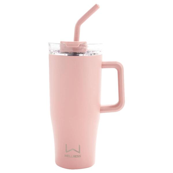 30oz. Double Wall Stainless Steel Tumbler w/ Handle - Light Pink - image 
