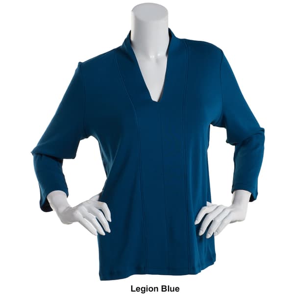 Plus Size Hasting & Smith 3/4 Sleeve Seamed Front V-Neck Tee