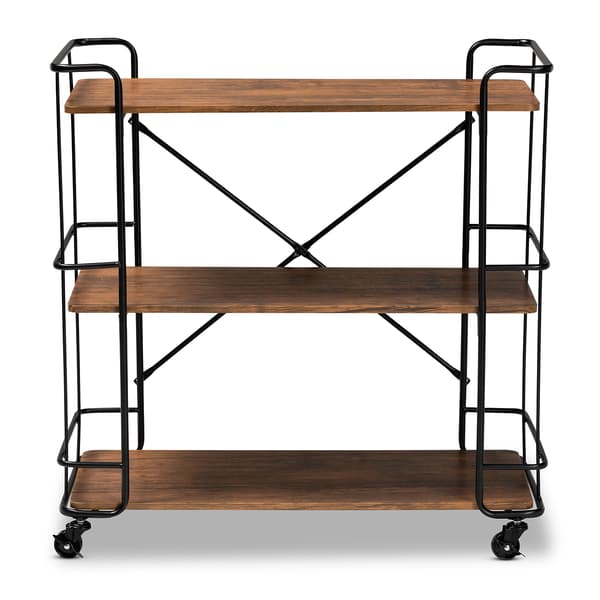 Baxton Studio Neal Rustic Industrial Style Bar & Kitchen Cart