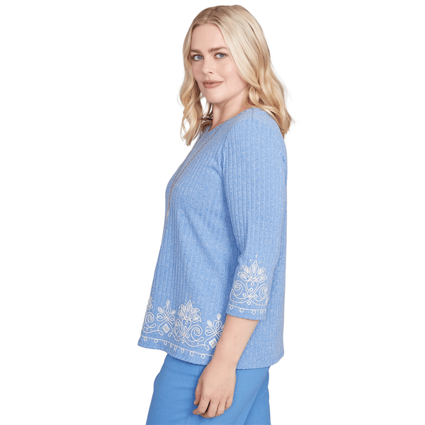 Petite Alfred Dunner Business As Usual Scroll Border Blouse
