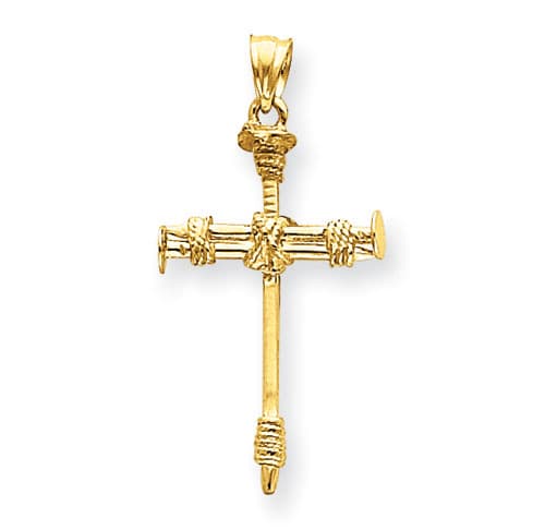 Unisex Gold Classics(tm) 14kt. Polished Nail Cross Pendant - image 
