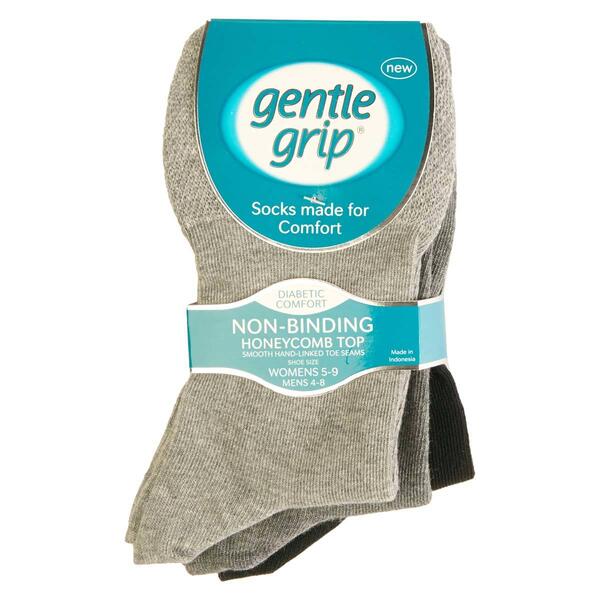 Womens gentle grip 3pk. Seamless Toes Crew Socks - Black Charcoal - image 