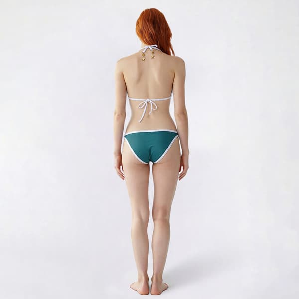 Juniors Mykonos Blue 2pc Green Triangle Bikini with Charms Set