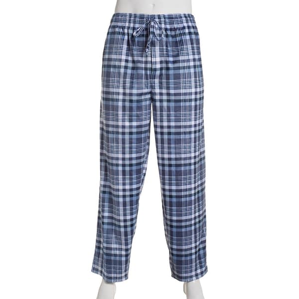 Mens Preswick & Moore® Plaid Silky Pajama Pants - Dust Blue